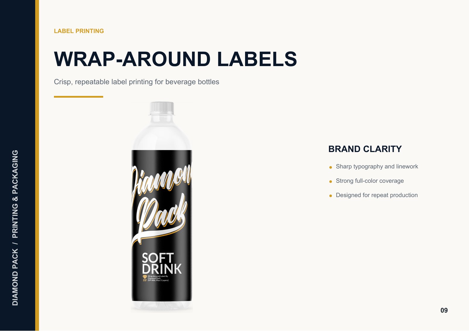 Diamond Pack wrap-around label printing concept